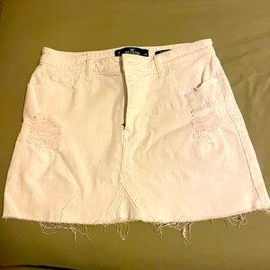 White mini denim skirt